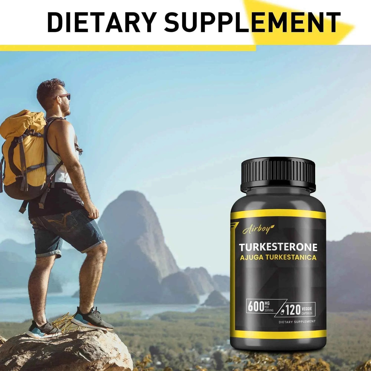Turkesterone Supplement - Improves Male Performance, Endurance, Motivation, Focus &amp; Muscle Mass - 120 Capsules