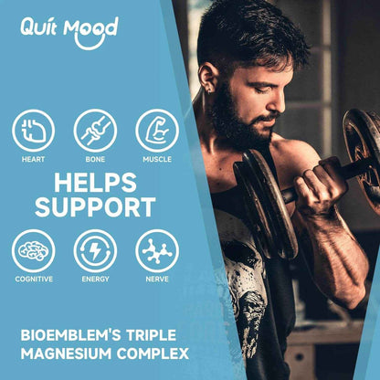 Quitmood Triple Magnesium Complex | 300mg of Magnesium Glycinate, Malate, &amp; Citrate for Muscles, Nerves, &amp; Energy | High Absorpt