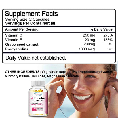 Whitening Capsules - Anti-aging, Anti-oxidation, Wrinkle Reduction, Skin Whitening - 120 Capsules