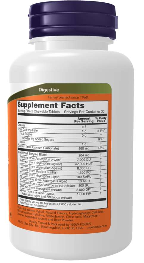 Acid Relief with Enzymes Chewables by Country Life Natural Foods