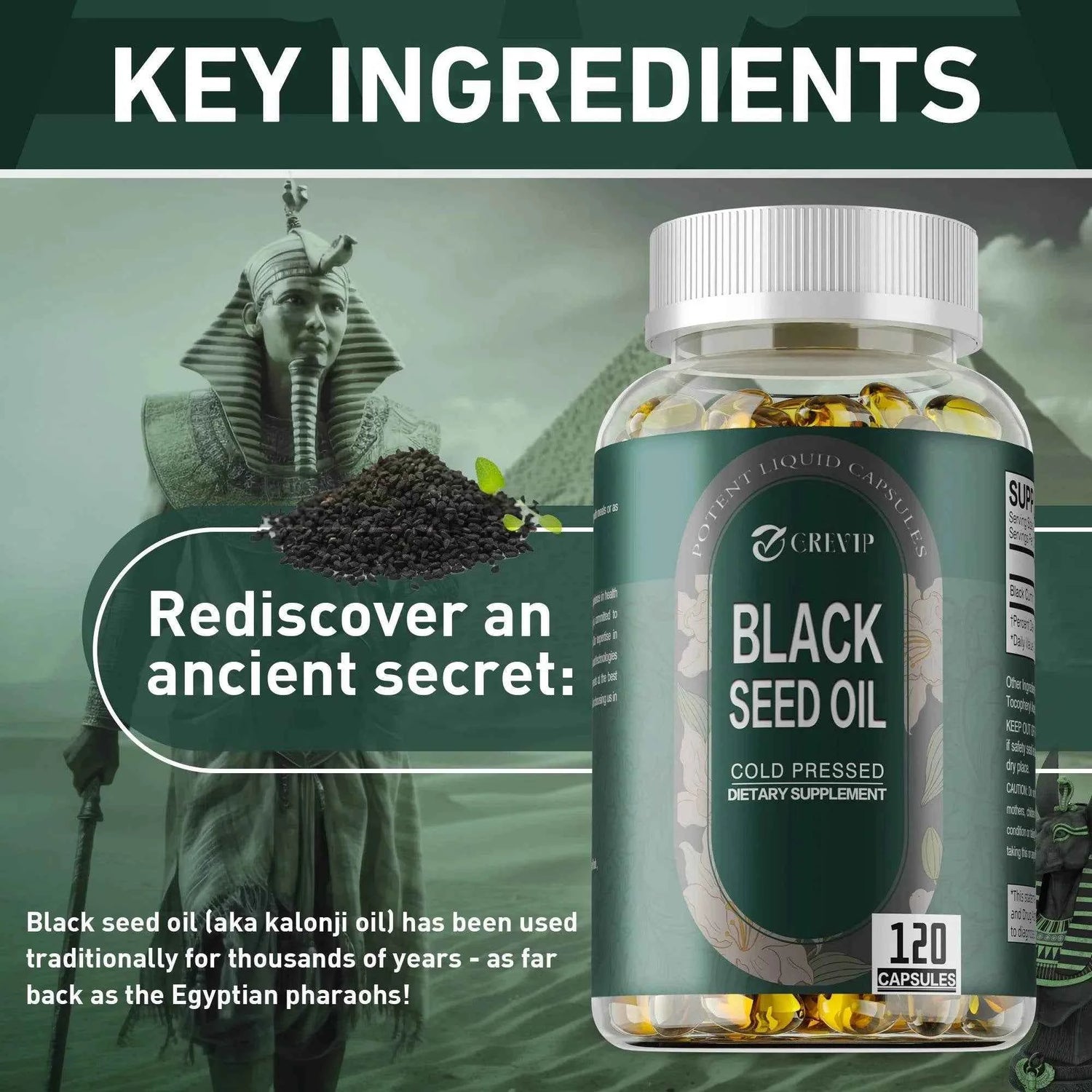 Black Seed Oil - Supports Skin, Digestion, Joints, Immune Health, Promotes Hair Growth - 120 Capsules