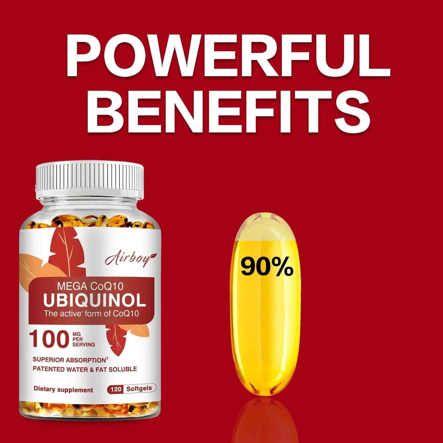 Ubiquinol CoQ10 100mg - Antioxidant, Support Brain, Heart &amp; Cardiovascular Health, Balance Blood Pressure - 120 Capsules