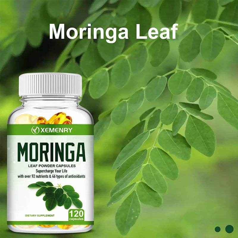 Moringa Supplement - Support Immune System, Energy, Metabolism, Antioxidant - 120 Capsules