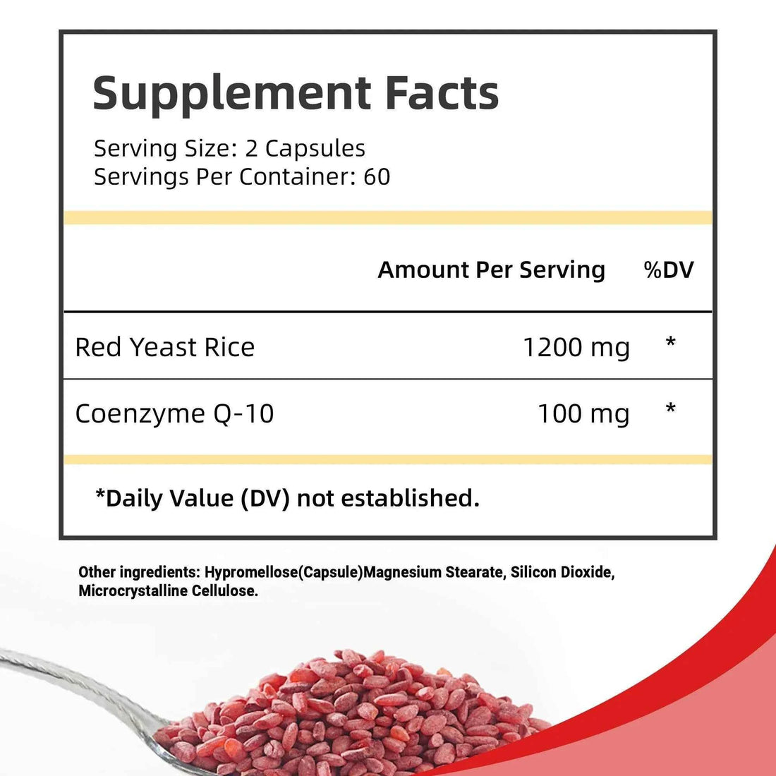 Red Yeast Rice   CoQ10 - Supports Heart, Cardiovascular Health, and Maintains Healthy Cholesterol Levels - 120 Capsules