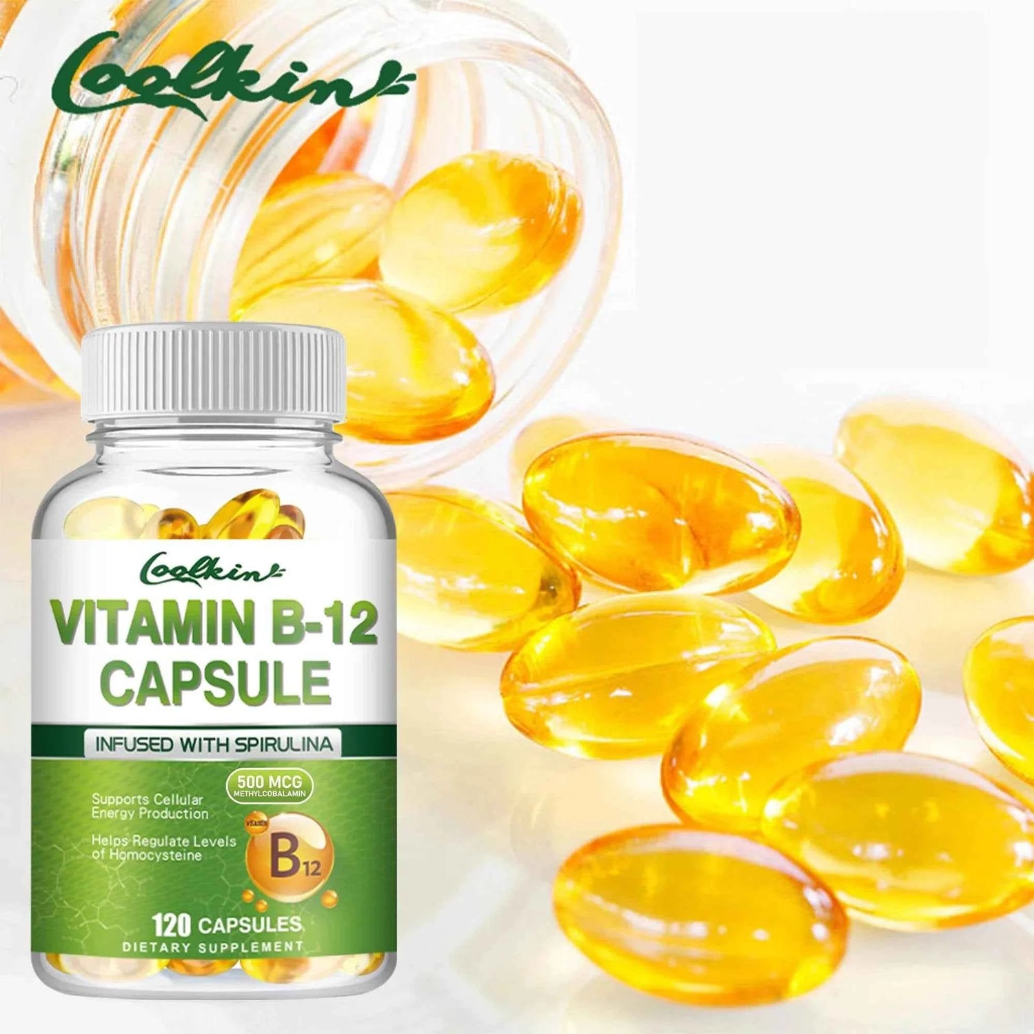 Vitamin B12 - Supports Energy Metabolism and Nervous System, Good for Brain and Heart Health - 120 Capsules