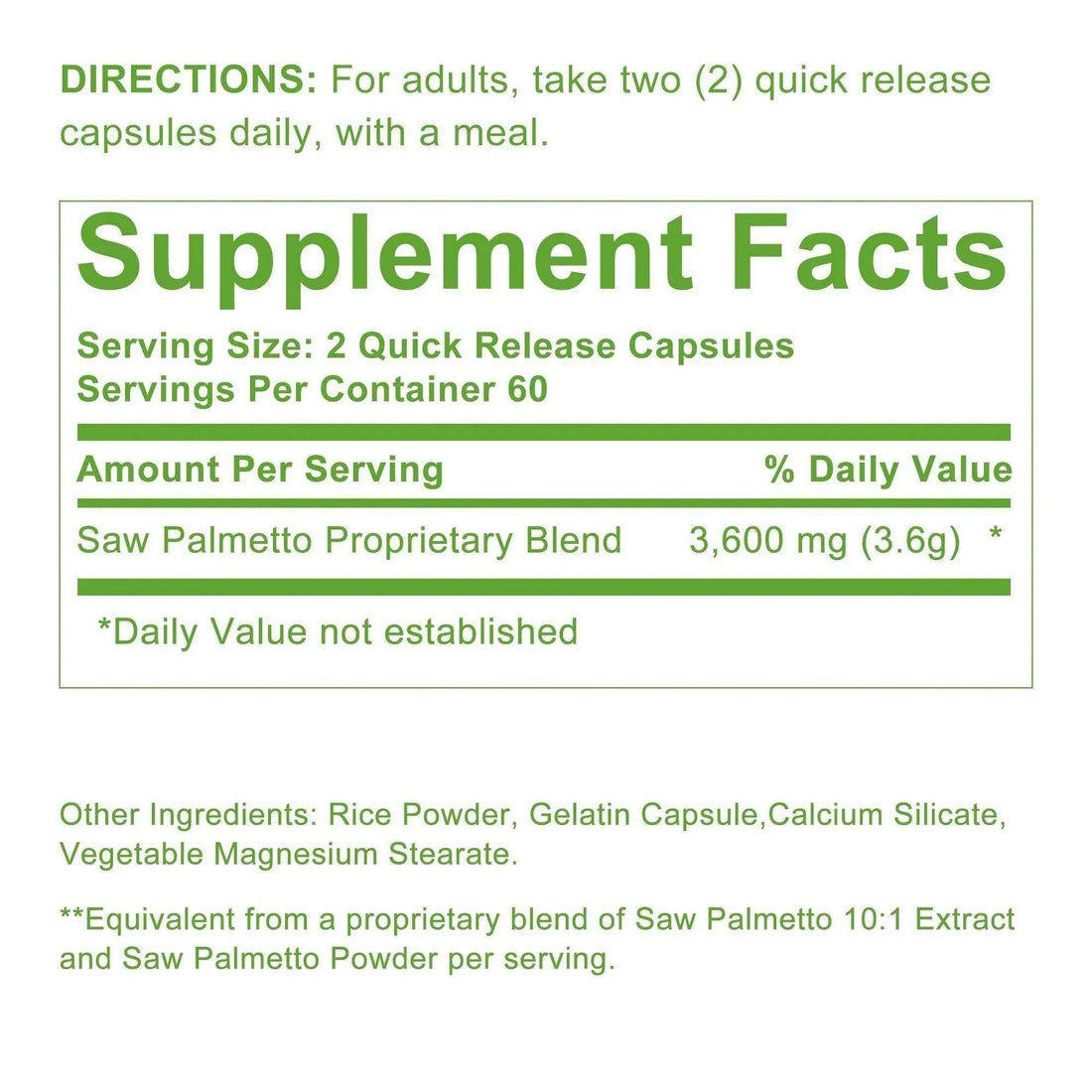 Saw Palmetto - Promotes Hair Growth and Urinary Support, Prostate Health, Prevents Hair Loss - 120 Capsules