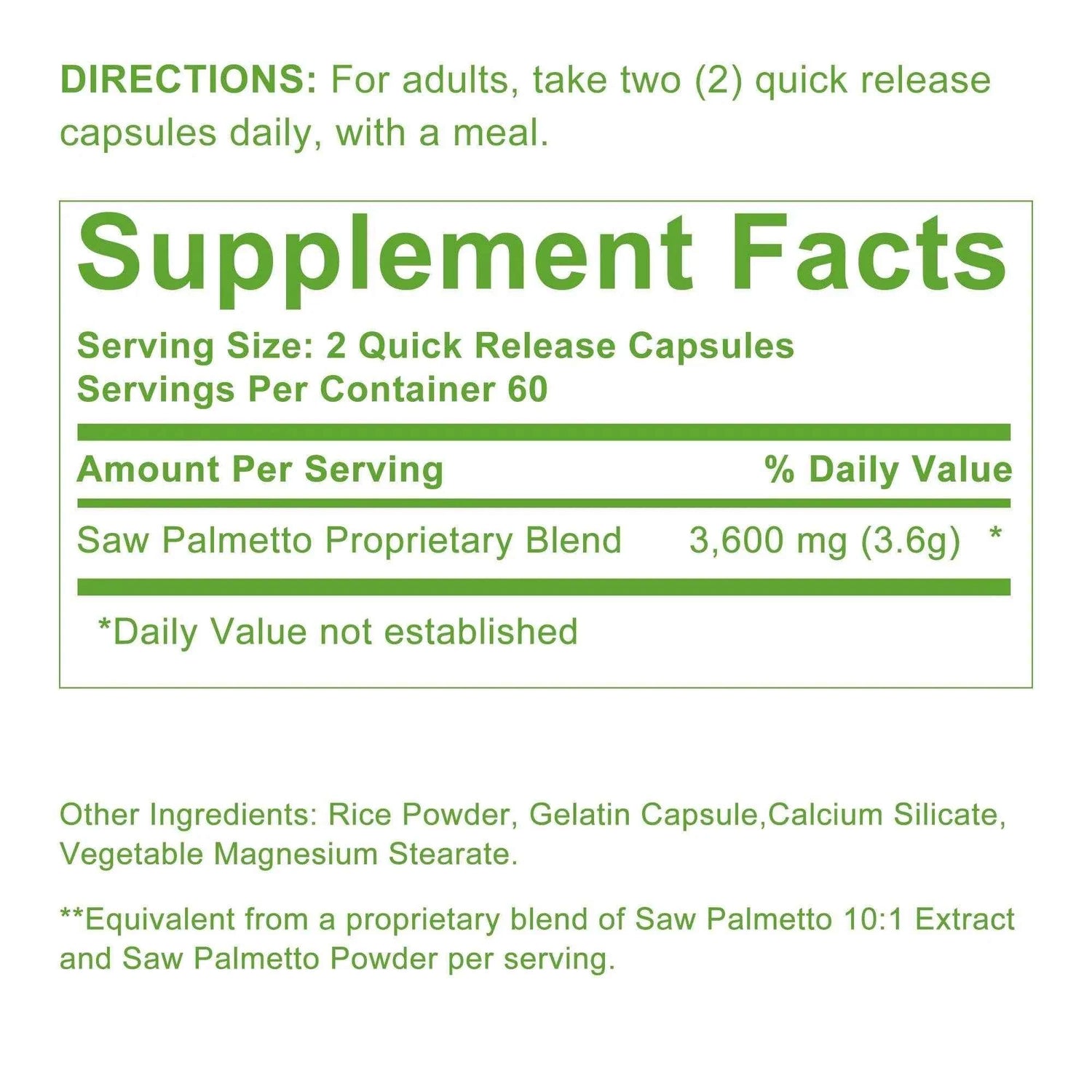 Saw Palmetto - Promotes Hair Growth and Urinary Support, Prostate Health, Prevents Hair Loss - 120 Capsules