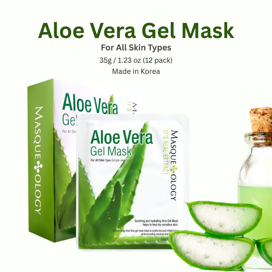 [ Masque Ology ] Aloe Vera Gel Mask(12 pack) | Hydrating &amp; Soothing Sheet Mask by Pi-Boo