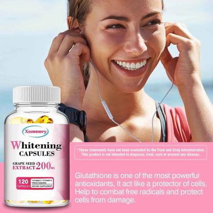 Whitening Capsules - Anti-aging, Anti-oxidation, Wrinkle Reduction, Skin Whitening - 120 Capsules