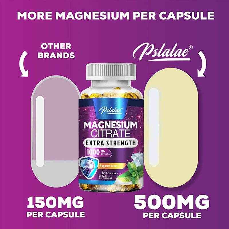 Magnesium Citrate 1000mg - Maximum Absorption for Muscle, Nerve, Bone and Heart Health - 120 Capsules
