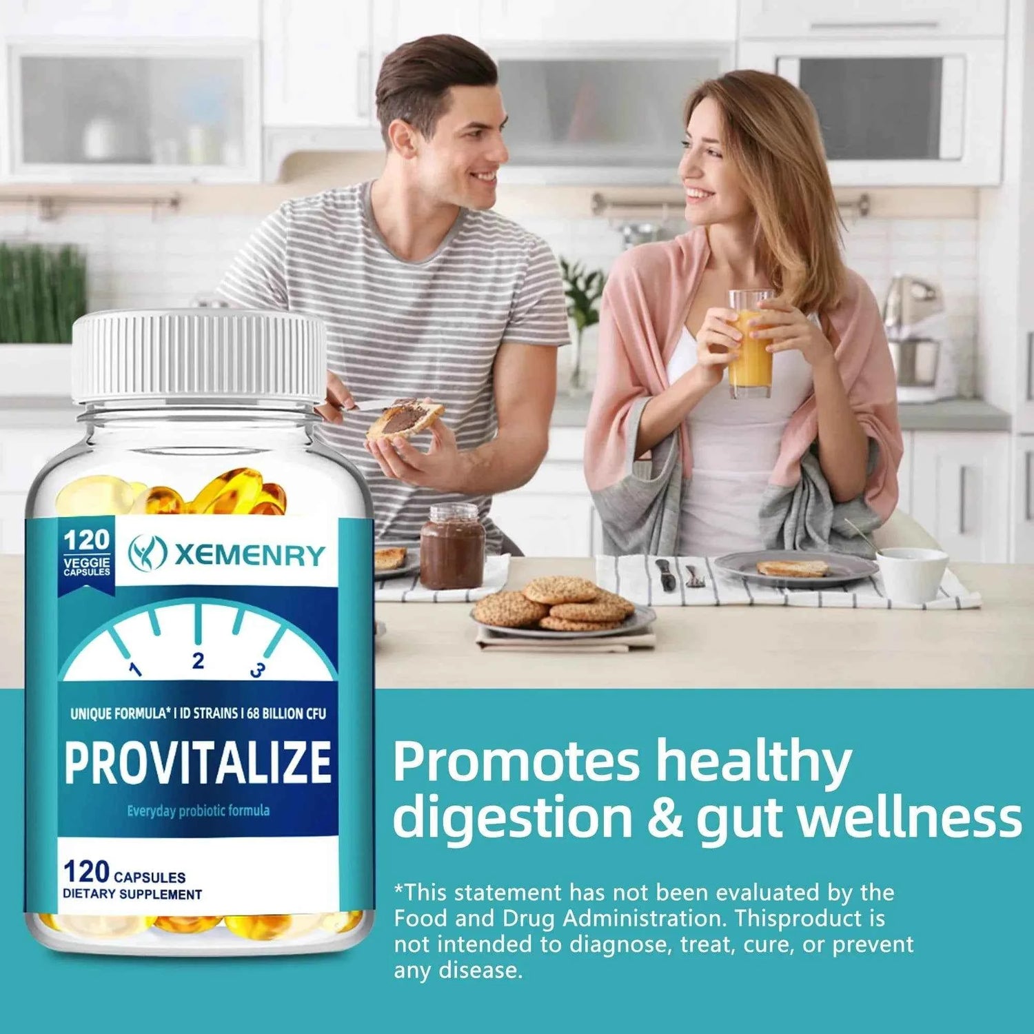 Provitalize Supplement - Digestive Support, Bloating Relief, Weight Management, Gut Health - 120 Capsules
