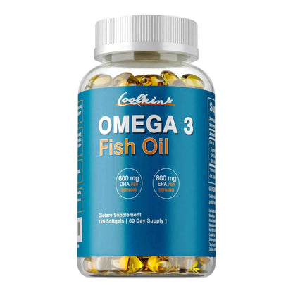 Omega 3 Fish Oil - with DHA &amp; EPA - Supports Brain, Nervous System, Cardiovascular, Skin Health, Antioxidant - 120 Capsules