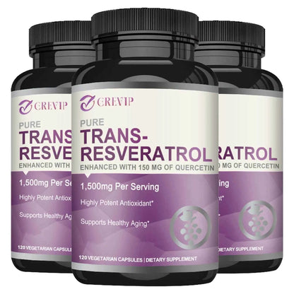 Trans-Resveratrol Supplement - Promotes Joint and Heart Health, Fights Aging, Brain Support - 120 Capsules