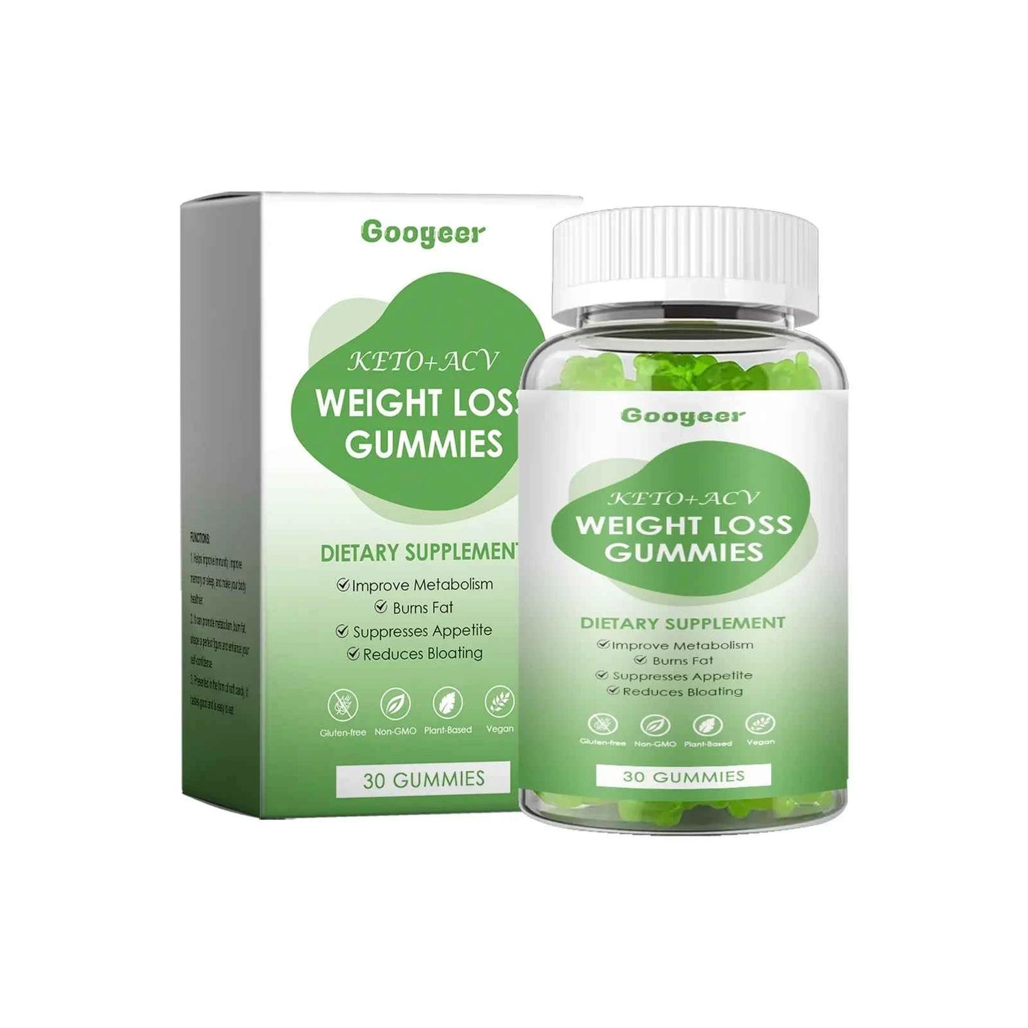 Googeer 30pcs Slimming Body Gummies Fat Burner Energy Support Dietary Supplement Fruit Flavor Anti Cellulite Weight Loss Gummies