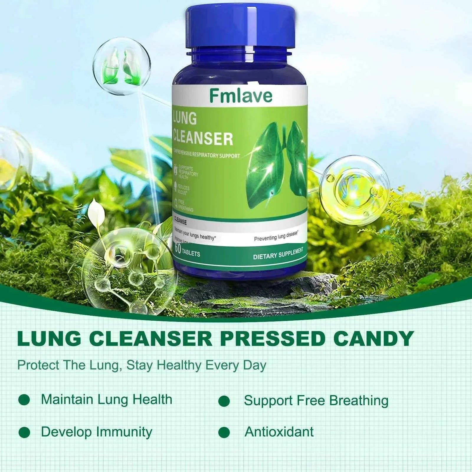 Lung Cleanser Health Supplement, Powerful Herbals Extract Formula For Lung Cleanse, Immune &amp; Mucus Support, 60 Tablets (36g)