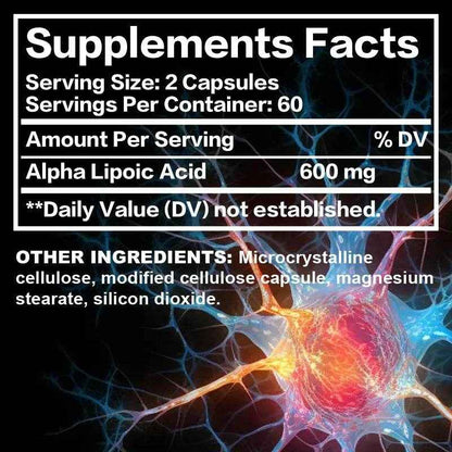 Alpha Lipoic Acid 600mg - for Brain and Heart Health, Relax Nervous System - 120 Capsules