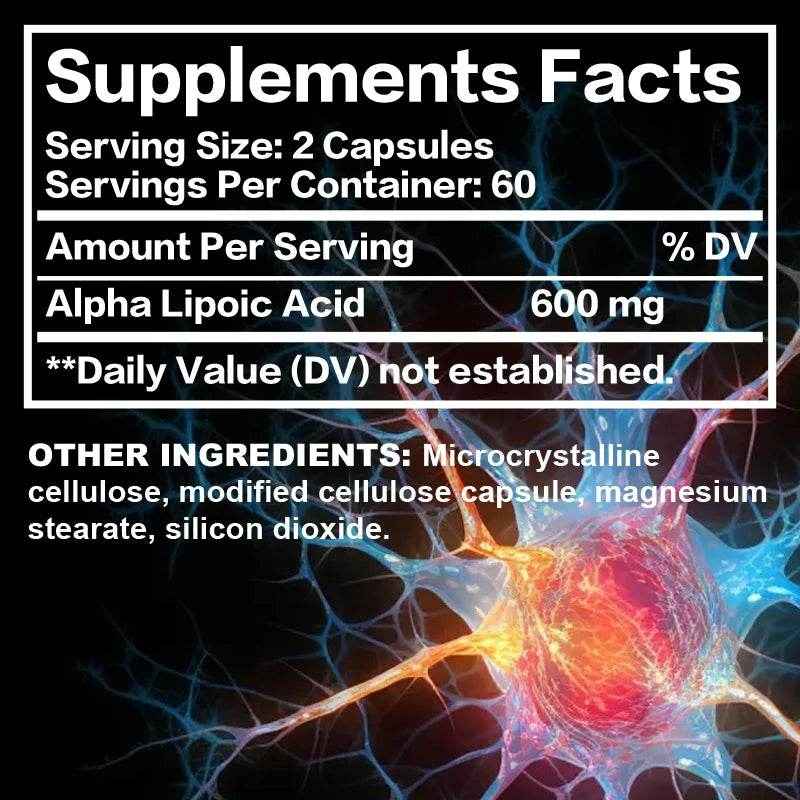 Alpha Lipoic Acid 600mg - for Brain and Heart Health, Relax Nervous System - 120 Capsules