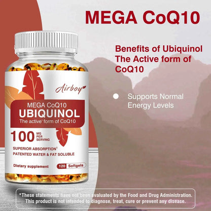 Ubiquinol CoQ10 100mg - Antioxidant, Support Brain, Heart &amp; Cardiovascular Health, Balance Blood Pressure - 120 Capsules