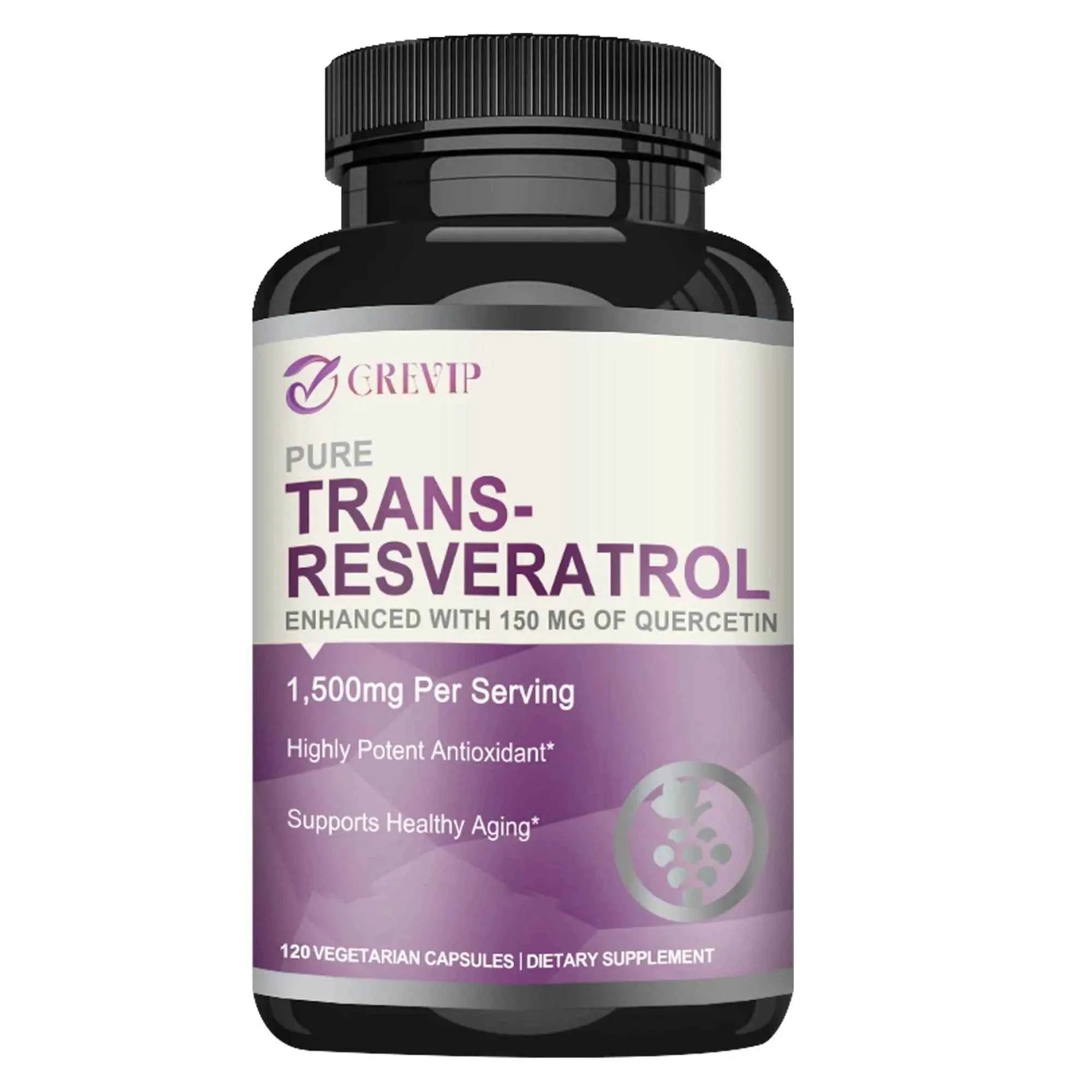 Trans-Resveratrol Supplement - Promotes Joint and Heart Health, Fights Aging, Brain Support - 120 Capsules