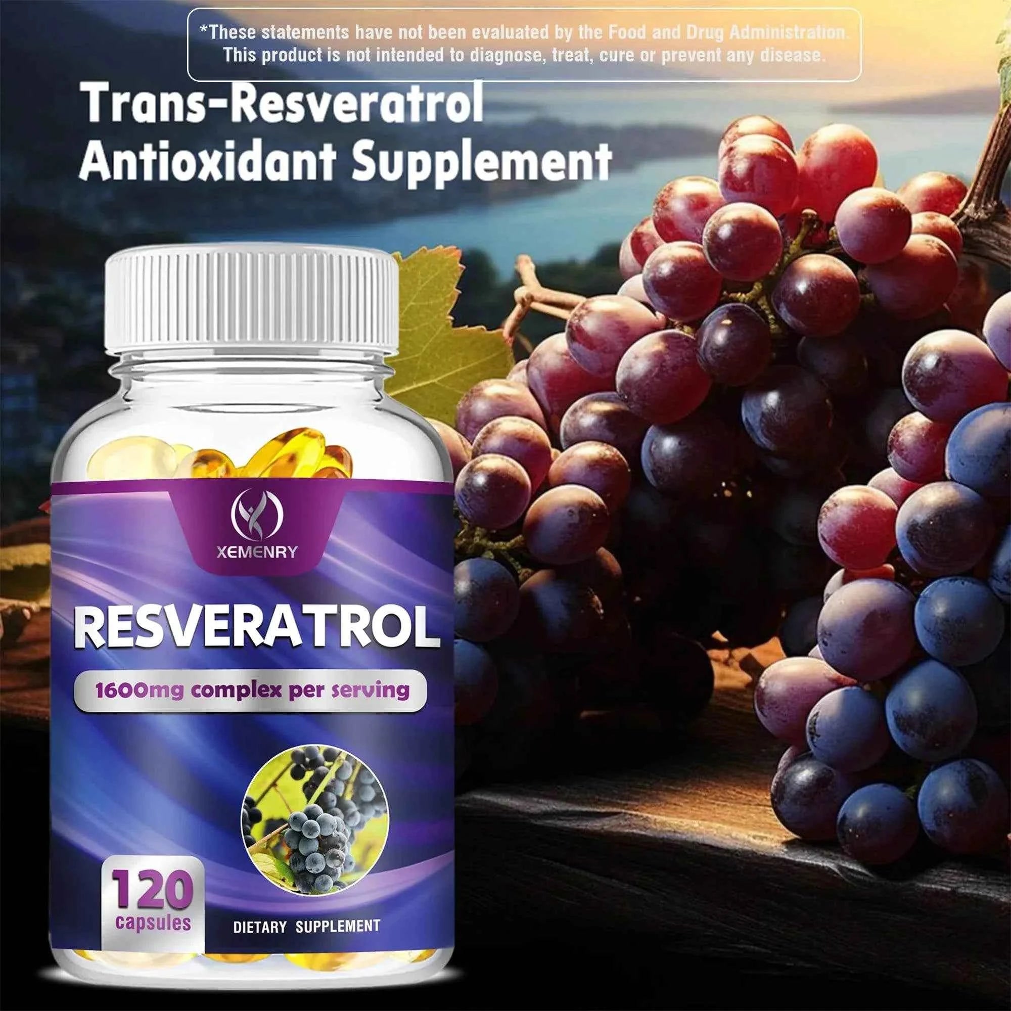 Resveratrol - Heart, Cardiovascular, Skin, Circulatory Health, Promotes Metabolism, Anti-aging, Antioxidant - 120 Capsules