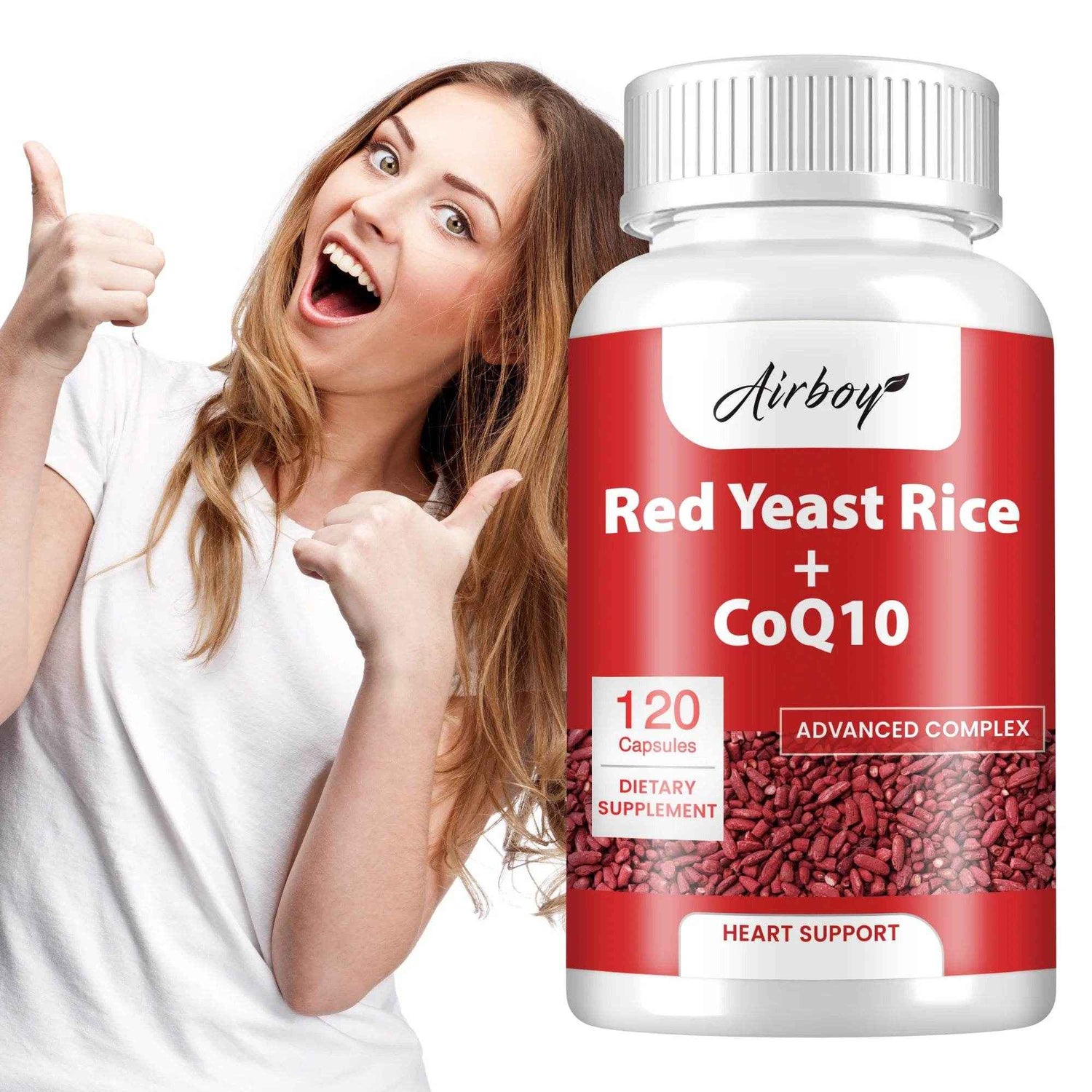 Red Yeast Rice   CoQ10 - Supports Heart, Cardiovascular Health, and Maintains Healthy Cholesterol Levels - 120 Capsules