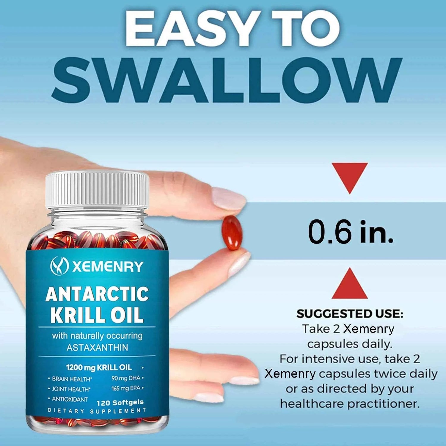 Antarctic Krill Oil Supplement - EPA, DHA, Astaxanthin Phospholipids, Heart, Brain, Joint Eye Health - 120 Capsules