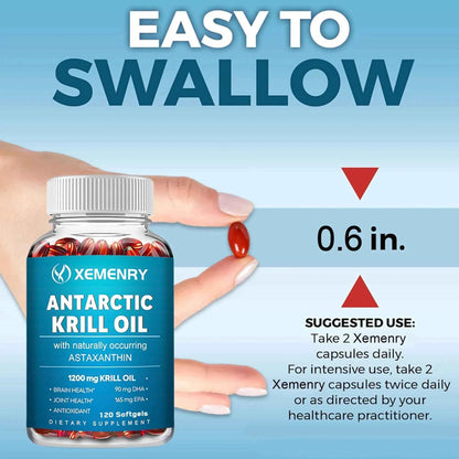 Antarctic Krill Oil Supplement - EPA, DHA, Astaxanthin Phospholipids, Heart, Brain, Joint Eye Health - 120 Capsules