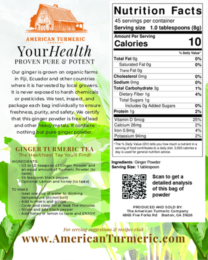 Ginger Powder - Naturally Grown and Lab Tested by America&