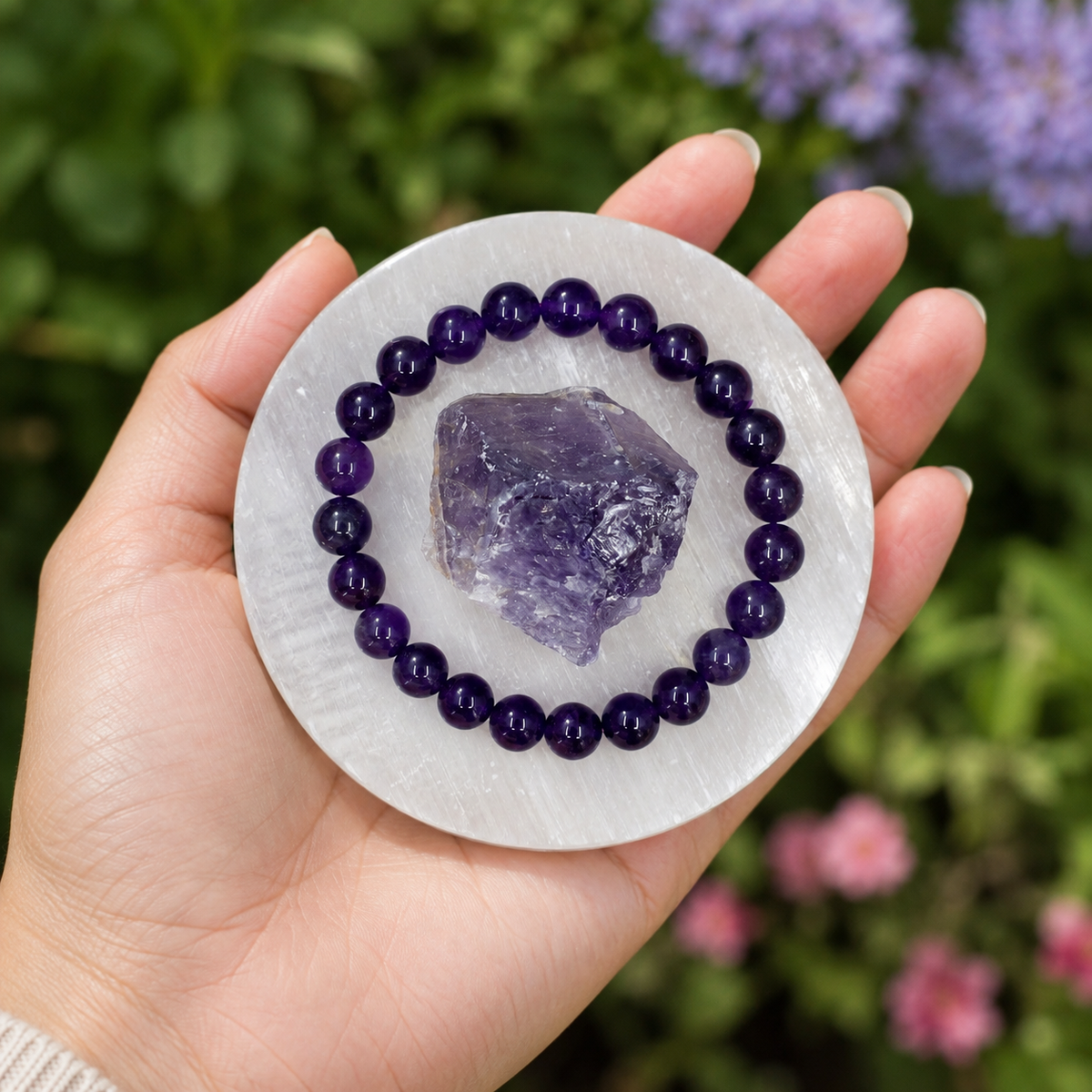 Amethyst Crystal Gift Set For Emotional Support and Protection, Real Polished Gemstones.  DestGlow