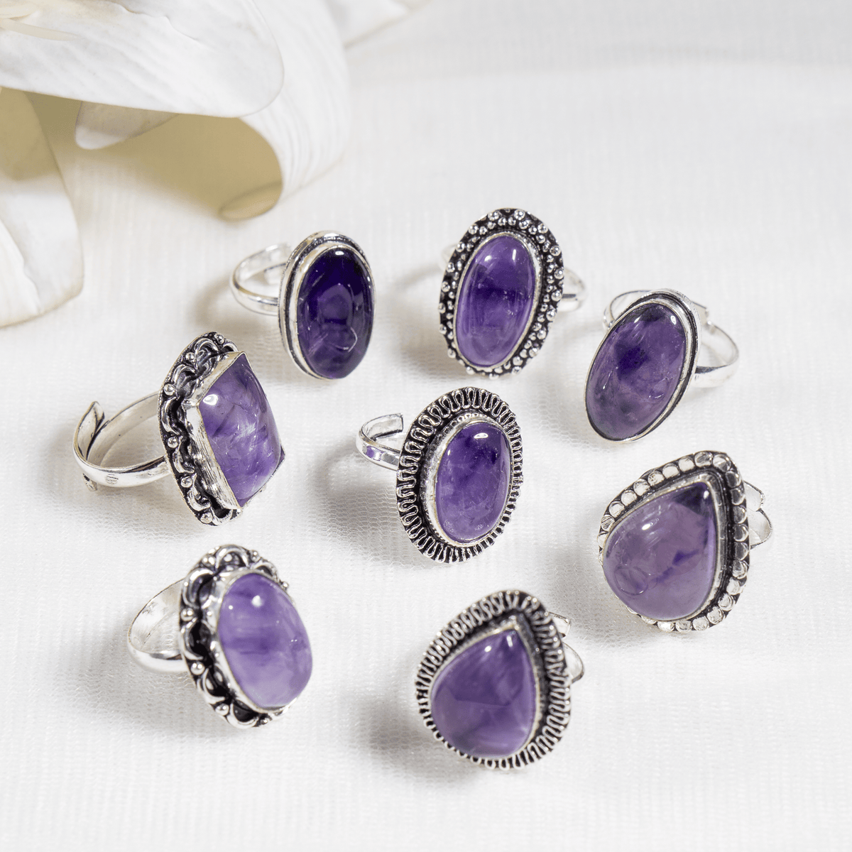 Amethyst  Rings – Gemstone rings Natural Crystal Healing Jewelry Collection  DestGlow