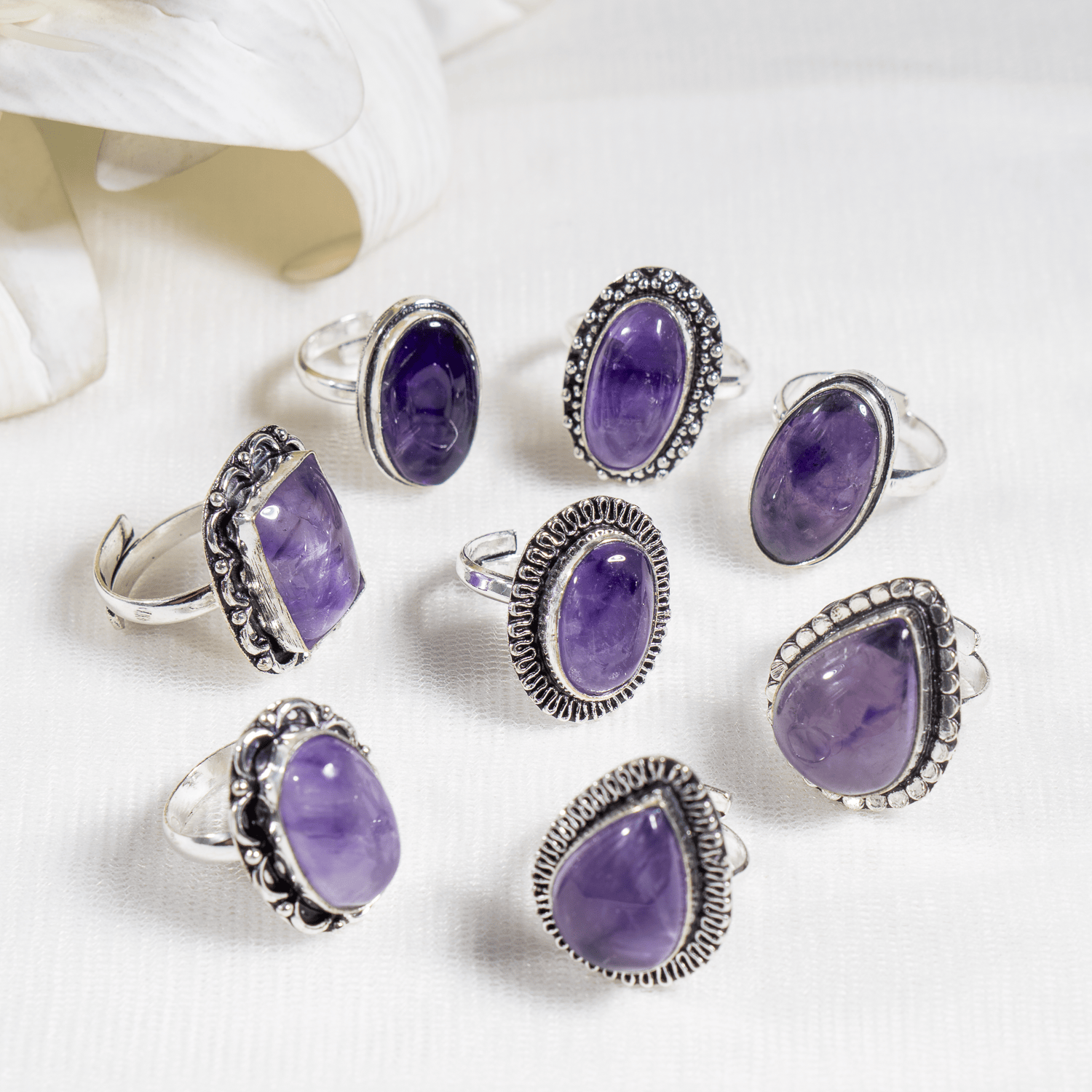 Amethyst  Rings – Gemstone rings Natural Crystal Healing Jewelry Collection  DestGlow