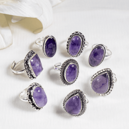Amethyst  Rings – Gemstone rings Natural Crystal Healing Jewelry Collection  DestGlow