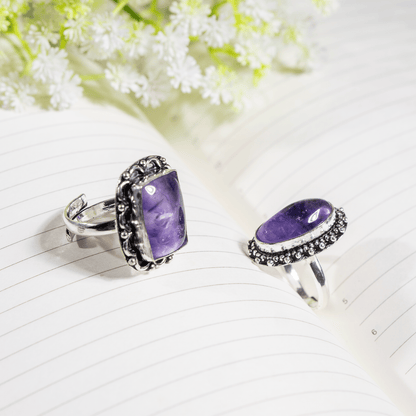 Amethyst  Rings – Gemstone rings Natural Crystal Healing Jewelry Collection  DestGlow