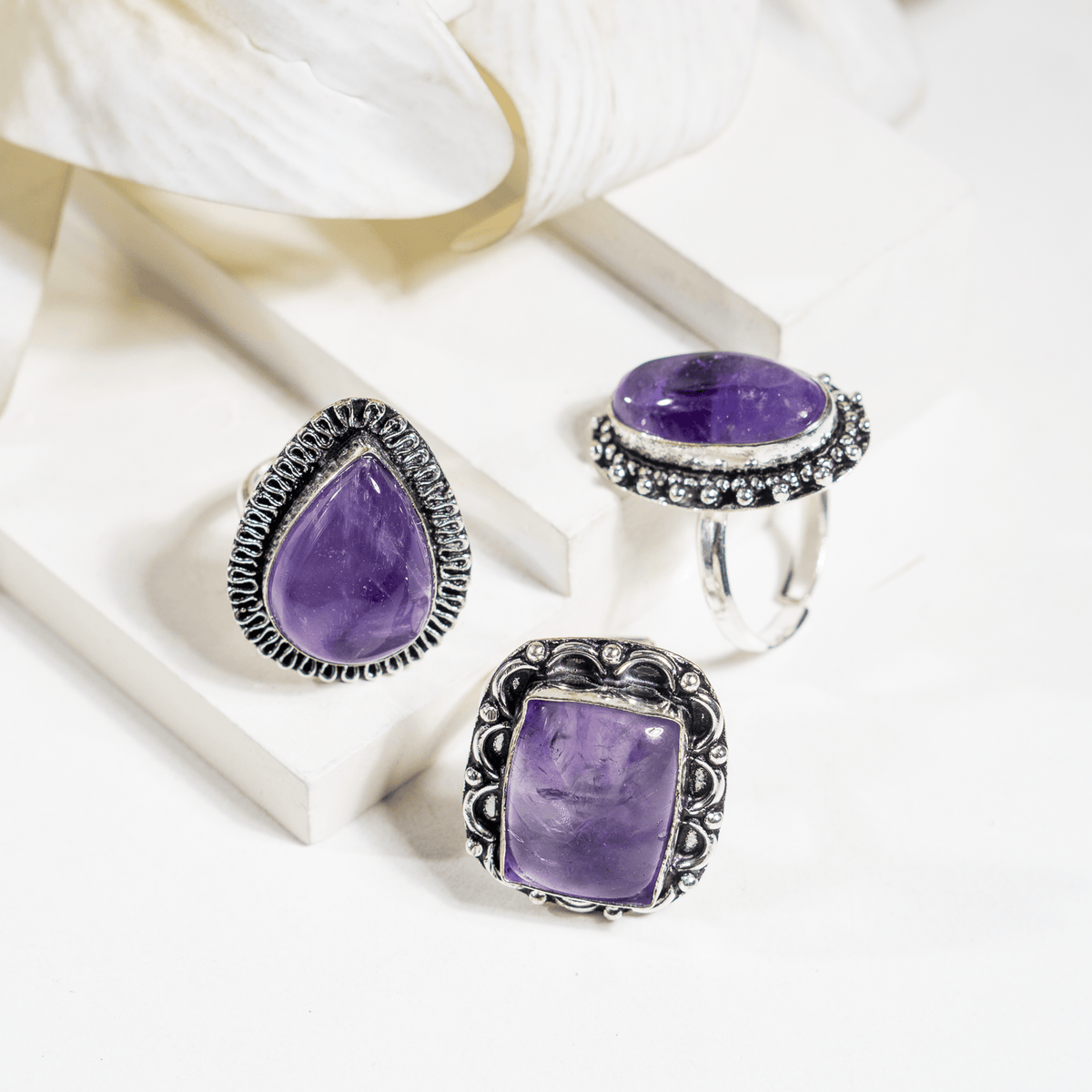 Amethyst  Rings – Gemstone rings Natural Crystal Healing Jewelry Collection