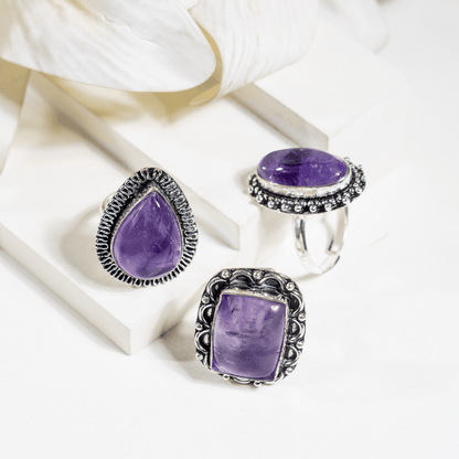Amethyst  Rings – Gemstone rings Natural Crystal Healing Jewelry Collection