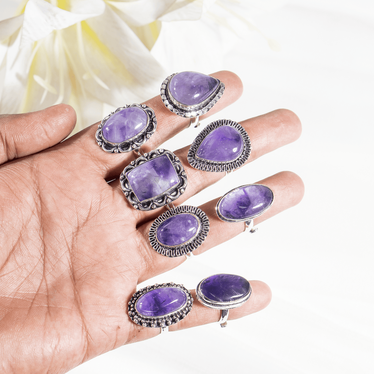 Amethyst  Rings – Gemstone rings Natural Crystal Healing Jewelry Collection