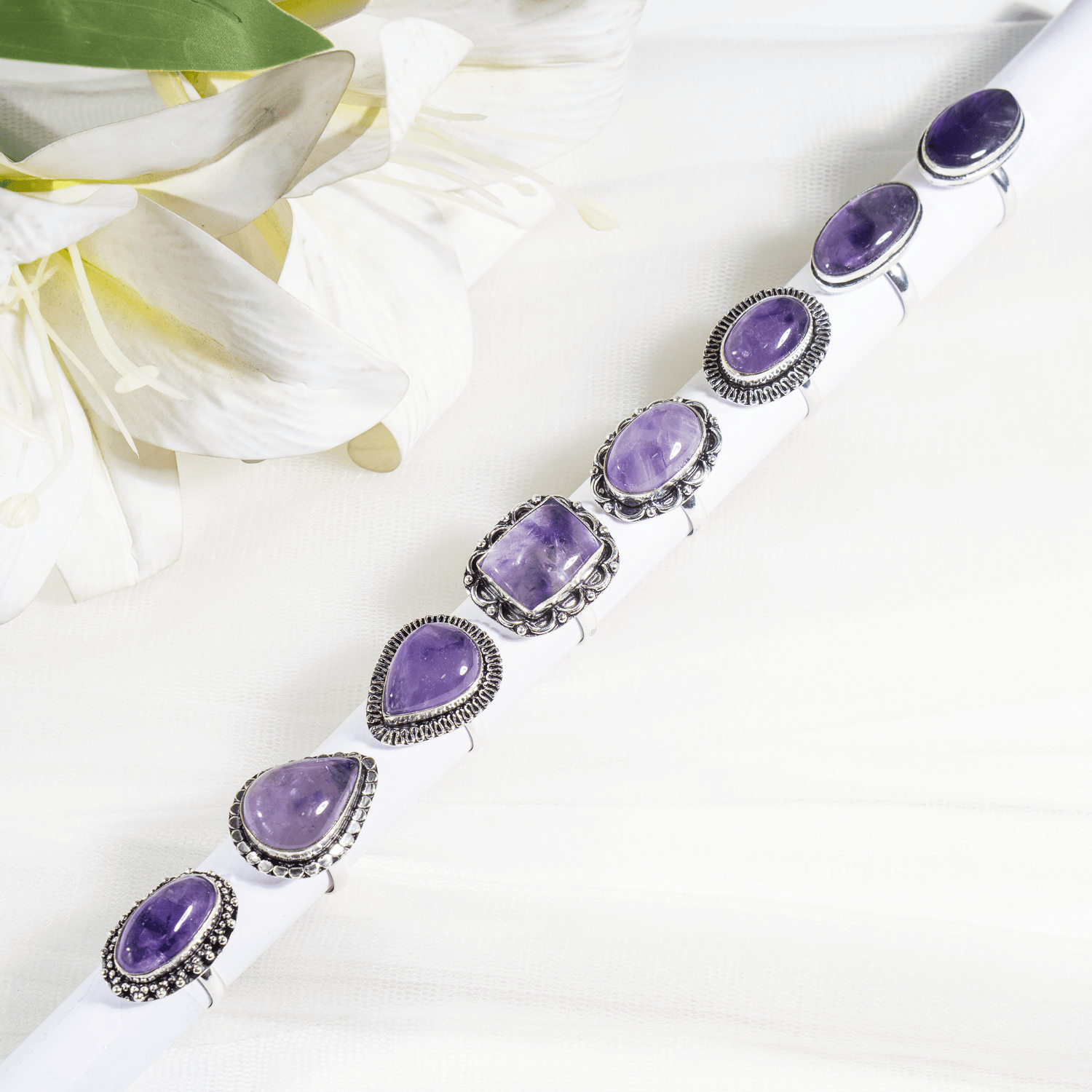 Amethyst  Rings – Gemstone rings Natural Crystal Healing Jewelry Collection  DestGlow