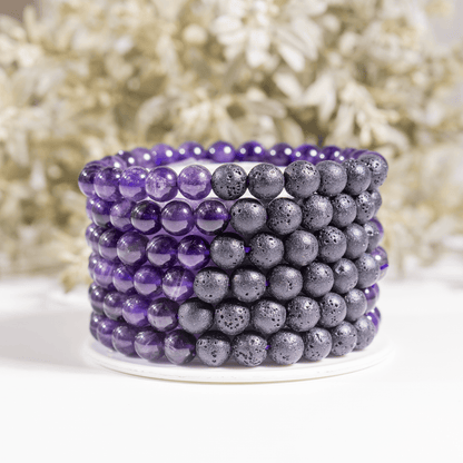 Amethyst Diffuser Bracelet, Lava Diffuser Jewelry, Aromatherapy, Essential Oil Bracelet, Spiritual Gift, Yoga Gift for Her  DestGlow