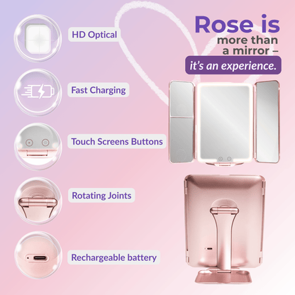 Rose InBella Compact &amp; Travel Mirror with LED Light – Rechargeable