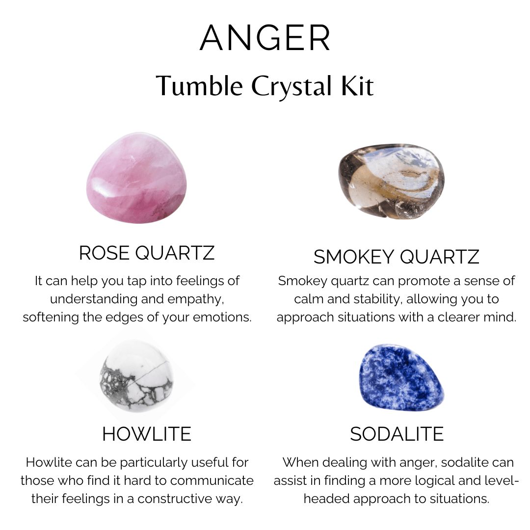 Release and Control ANGER Crystal Kit, Gemstone Tumble Kit, Anger Crystal Gift Set  DestGlow