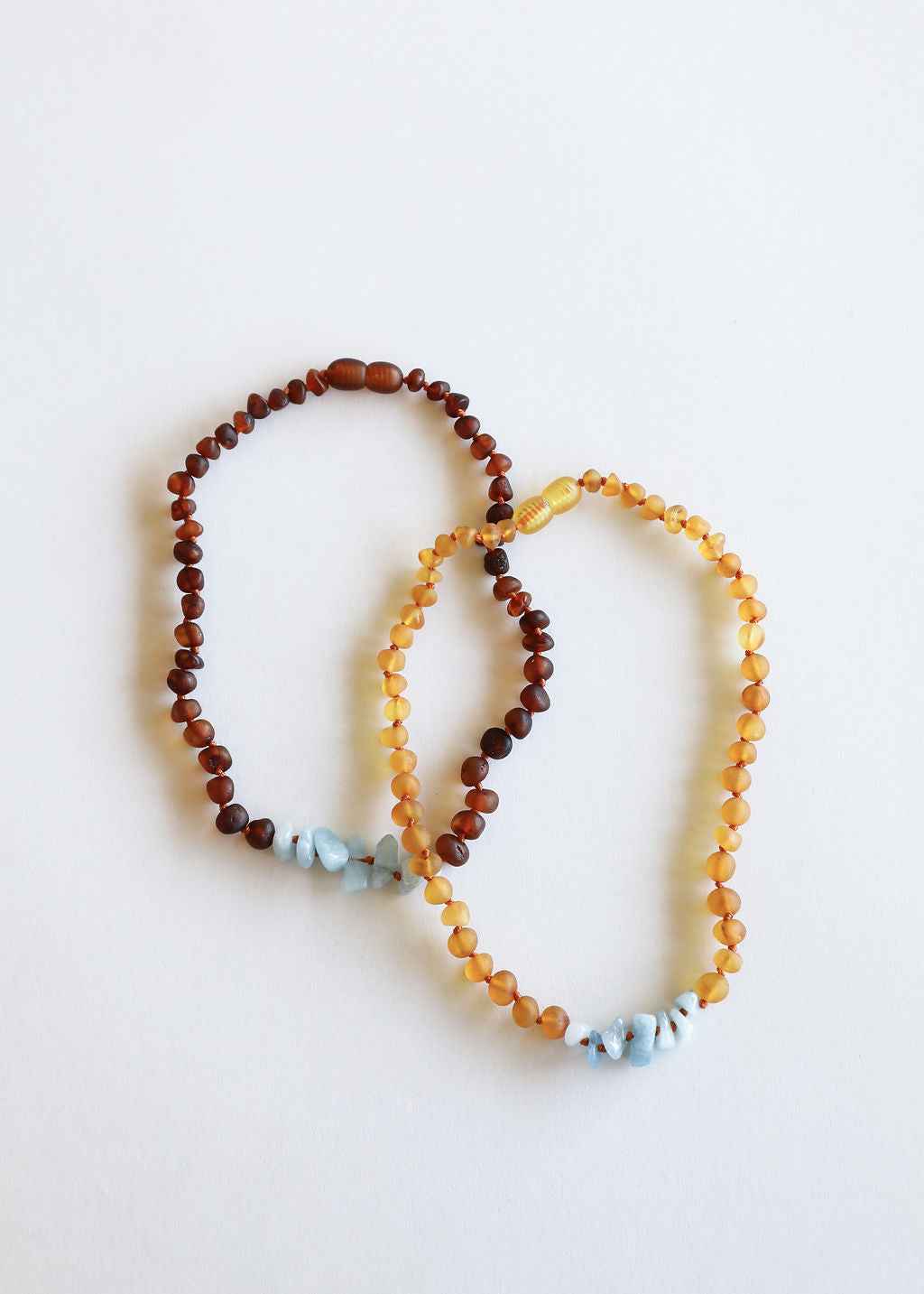 Raw Honey Baltic Amber + Aquamarine || Necklace