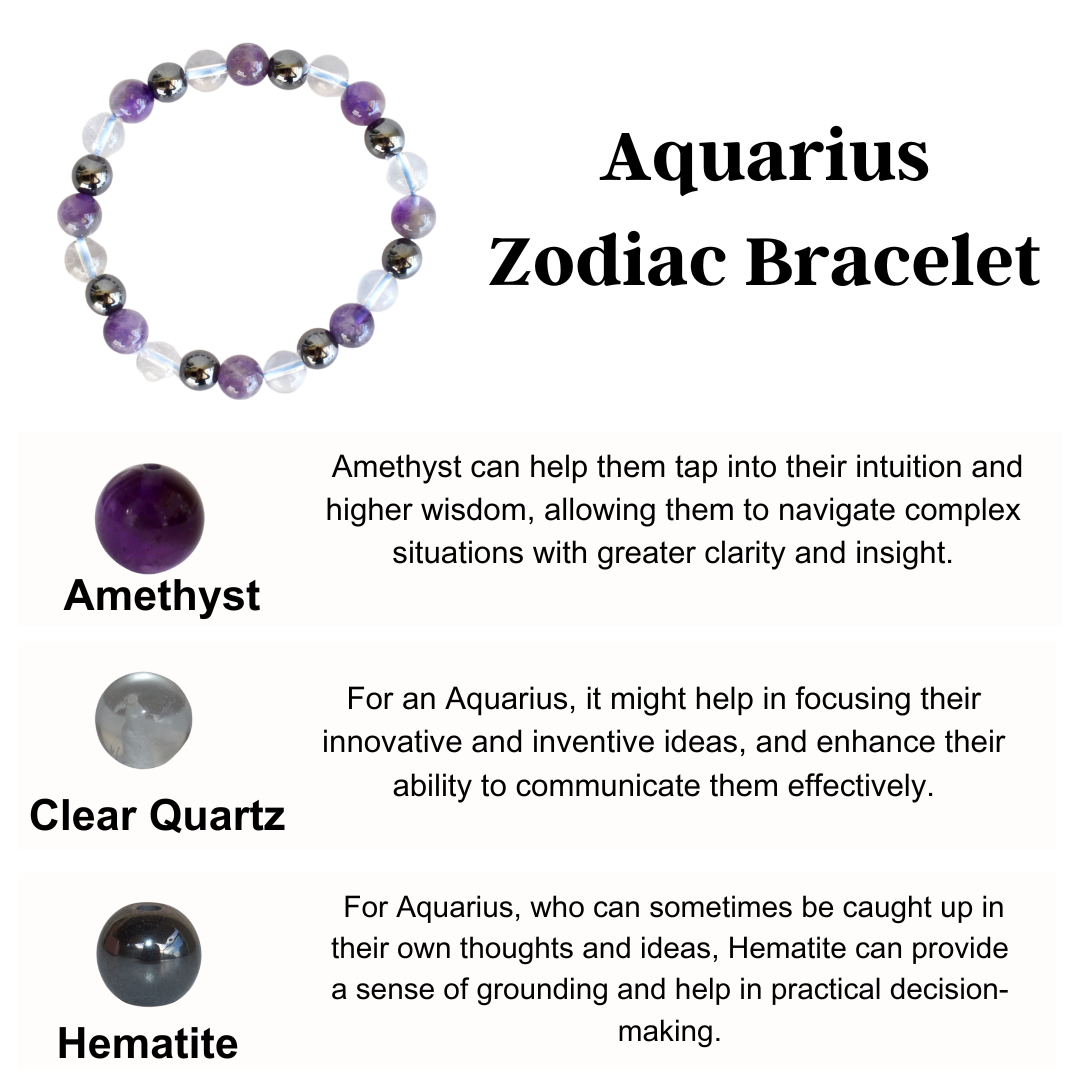 Aquarius Zodiac Crystal Bracelet, Aquarius Gifts  DestGlow