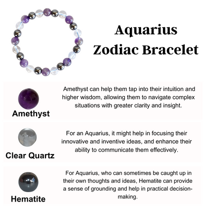 Aquarius Zodiac Crystal Bracelet, Aquarius Gifts  DestGlow