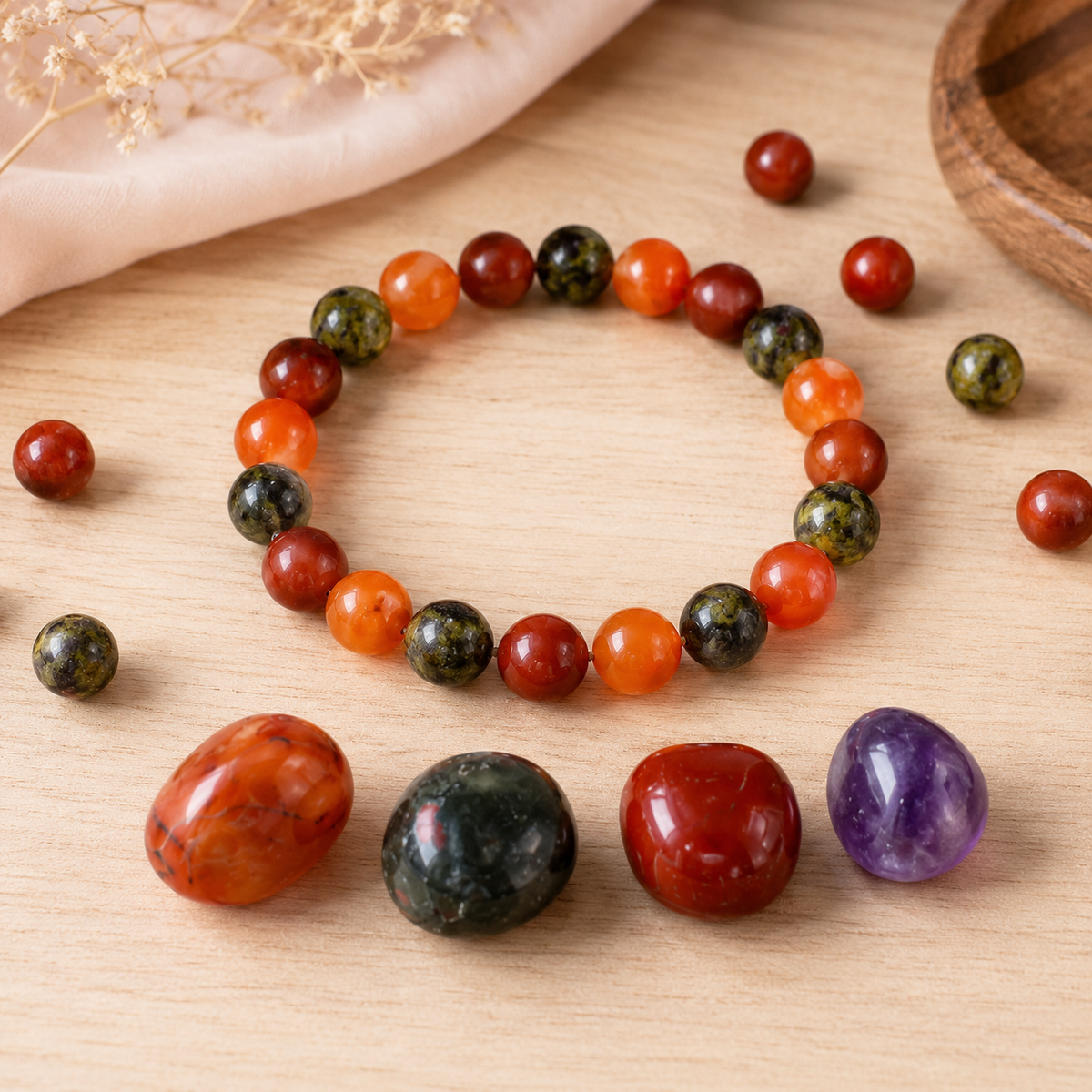 ARIES Zodiac Crystal Kit, Aries Birthstones Tumbled Stones Set, Aries Stones Gifts  DestGlow