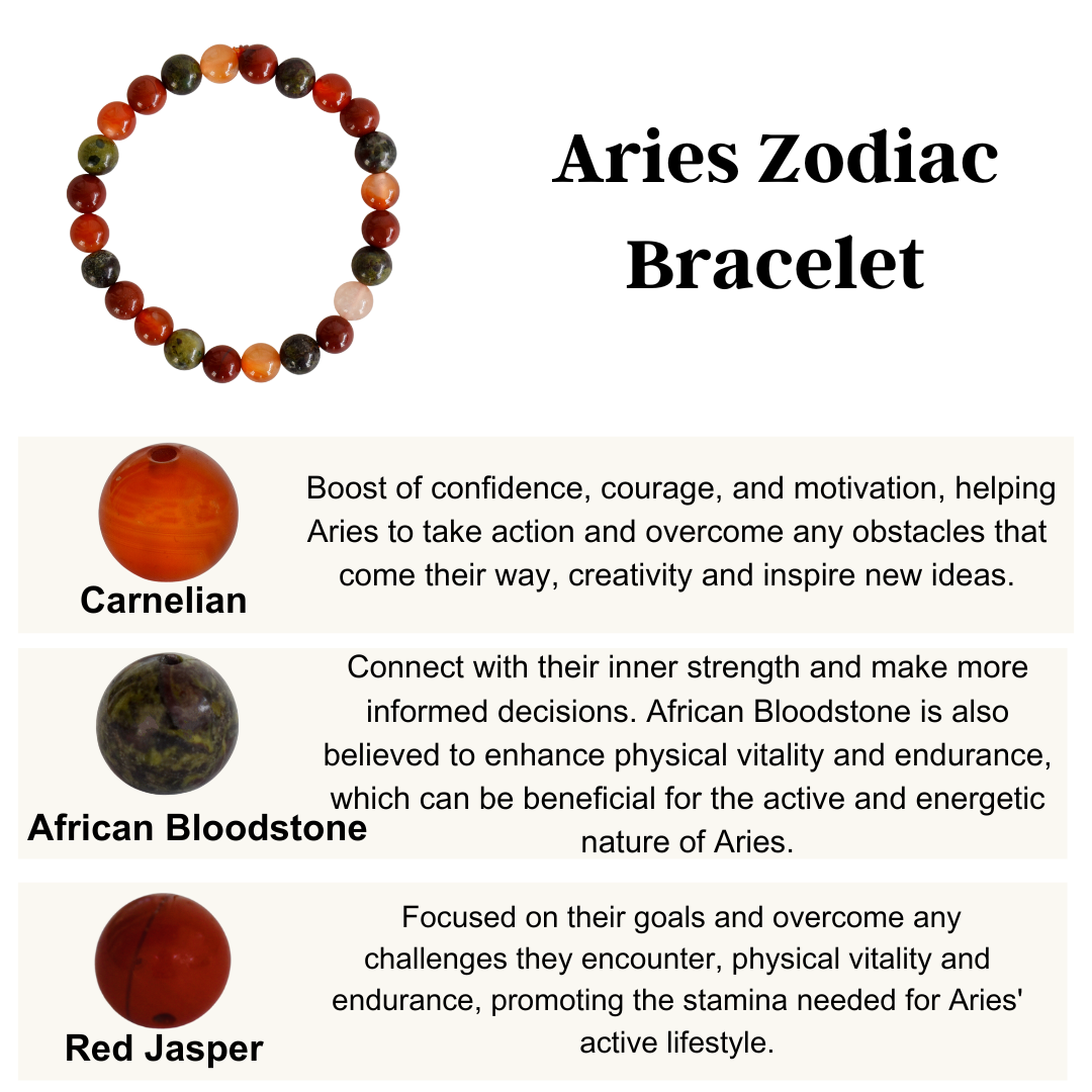 Aries Zodiac Crystal Bracelet, Aries Gifts  DestGlow