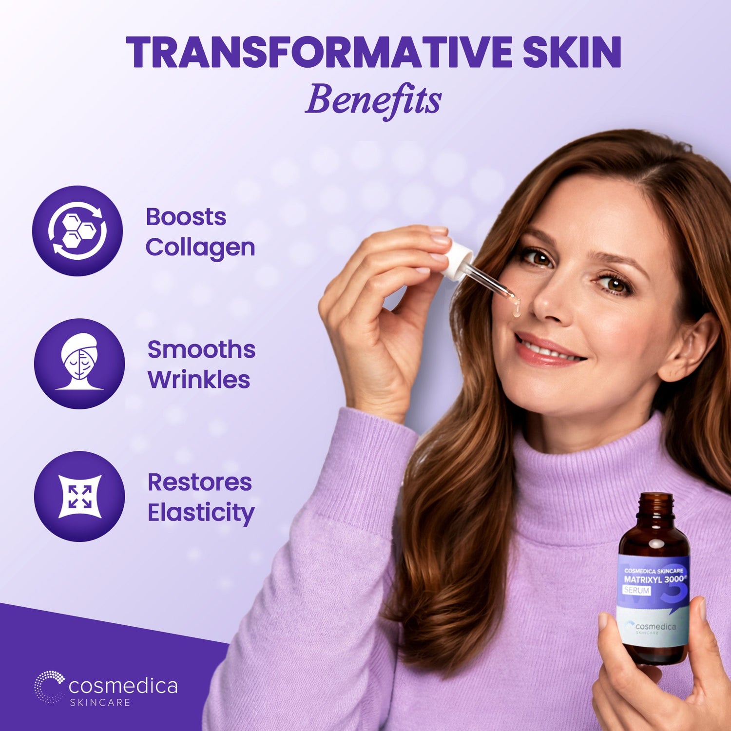 Cosmedica Skincare Matrixyl 3000 Peptide Serum with Hyaluronic Acid | Hydrating Lightweight Face Serum for Sensitive Skin | Firming Serum with Aloe Vera Vitamin E | 2oz by Cosmedica Skincare