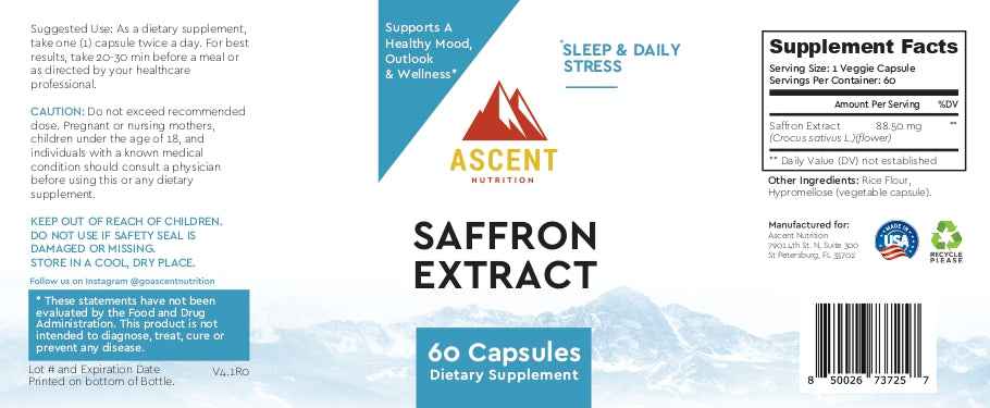 Saffron Extract, 60 Capsules, 88.5 mg
