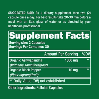 Organic Ashwagandha 60 Capsules