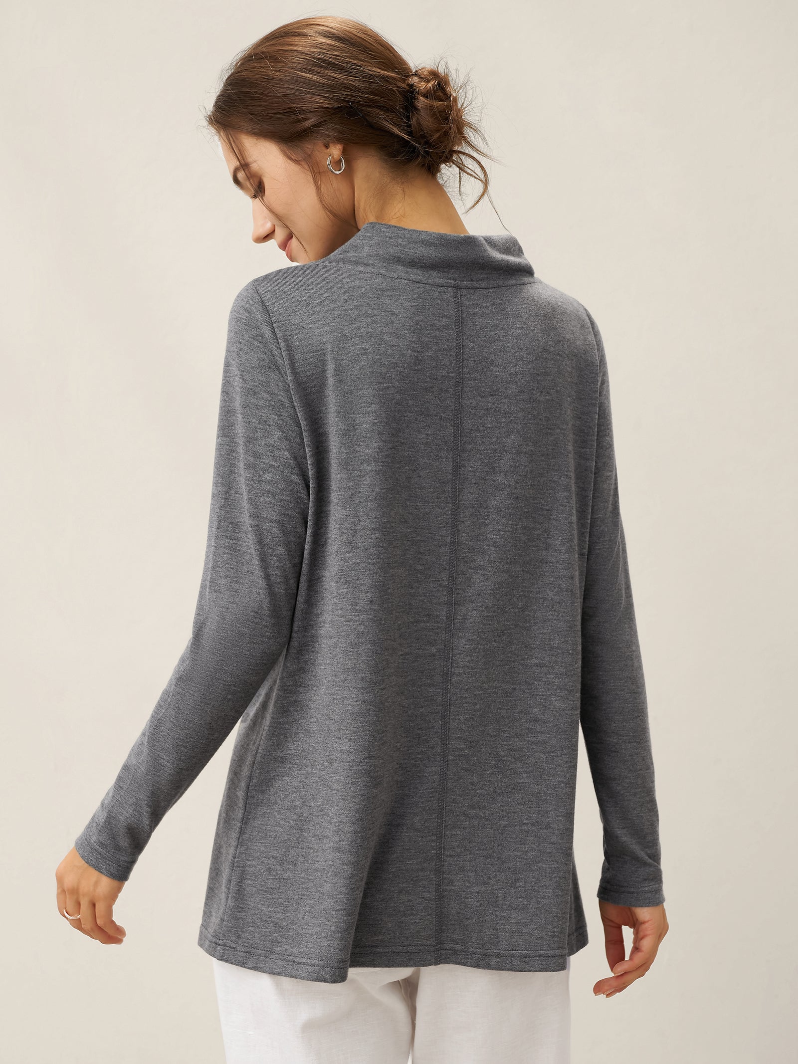 Cashmere Asymmetric Cowl Neck Stretch Top TATIANA  DestGlow