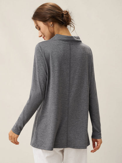 Cashmere Asymmetric Cowl Neck Stretch Top TATIANA  DestGlow